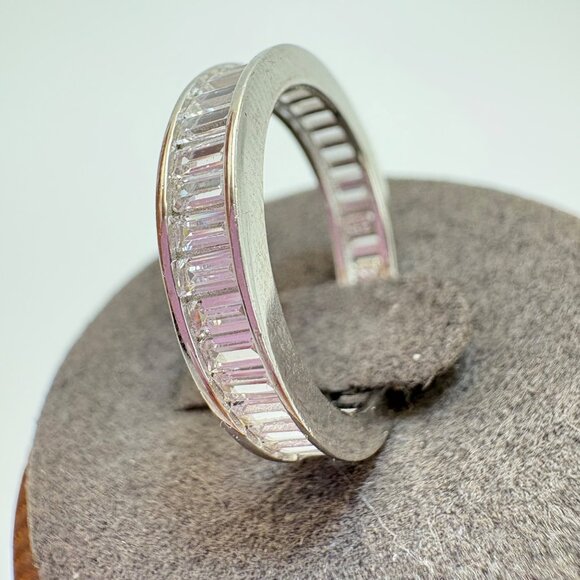 VTG Solid Sterling Silver 925 Cubic Zirconia Channel Set Band Ring Size 6.75 - Picture 4 of 10